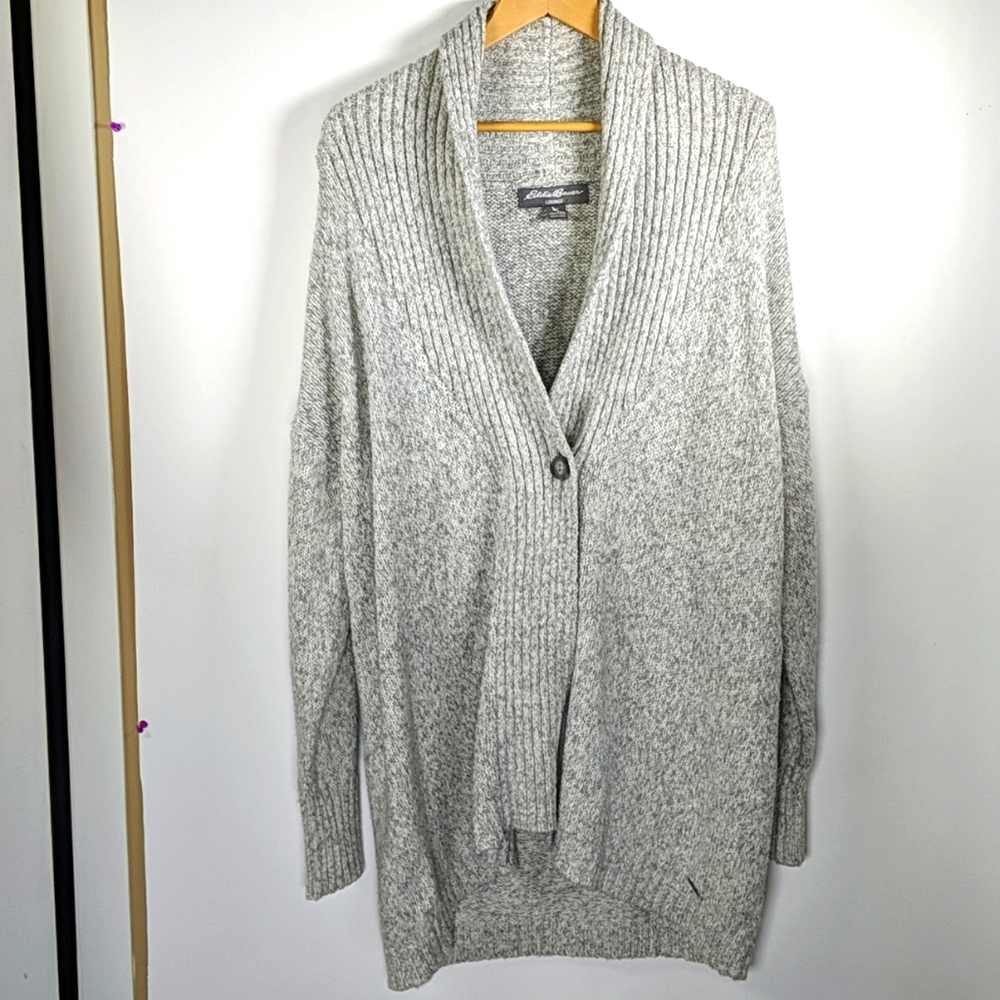 Eddie Bauer Lounge heather gray knit cardigan